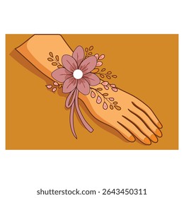 Hand drawn beautiful flower shape hand jewelry illustration, digital illustration, hand jewelry illustration