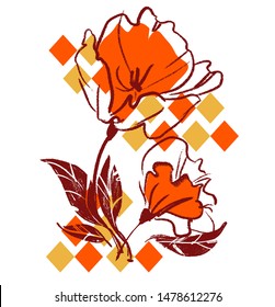 Hand Drawn Beautiful Flowers, Element for design, Sketch bouquet.