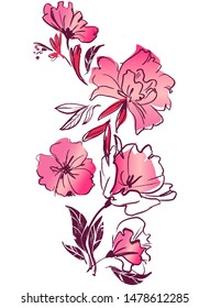Hand Drawn Beautiful Flowers, Element for design, Sketch bouquet.