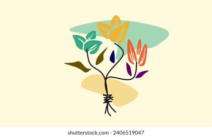 Hand drawn beautiful flowers. Vector illustration