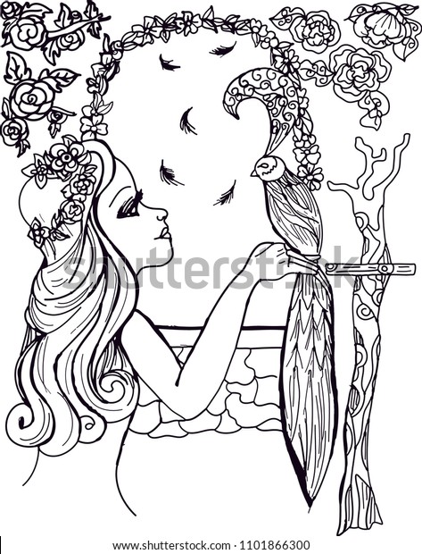 Hand Drawn Beautiful Girl Drawing Cartoon Stock Vector Royalty Free