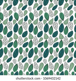 hand drawn beautiful leaf seamless pattern