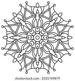 hand drawn beautiful mandala design for adults and kids coloring book, mandala art for henna, wall art and tattoo design
