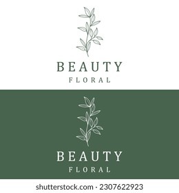 Hand drawn beautiful organic floral leaf and flower floral logo for business, decoration, wedding, greeting card and photography.