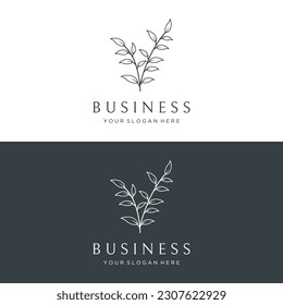 Hand drawn beautiful organic floral leaf and flower floral logo for business, decoration, wedding, greeting card and photography.