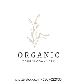 Hand drawn beautiful organic floral leaf and flower floral logo for business, decoration, wedding, greeting card and photography.