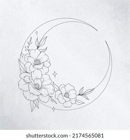 Hand Drawn Beautiful Romantic Crescent Moon Stock Vector (Royalty Free ...