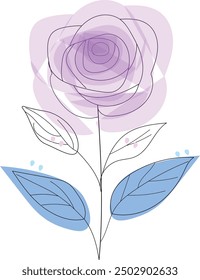 Hand drawn beautiful rose line art milimalist design