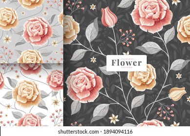 Hand Drawn Beautiful Rose Pattern Collection