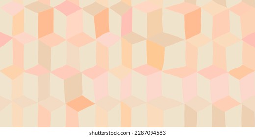 Hand drawn beautiful soft pink geometric pattern. Warm colours abstract shapes. Fashionable template for design. 