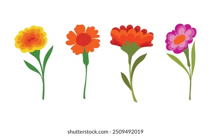 Dibujado a mano Hermoso conjunto de ilustración de flores de primavera.