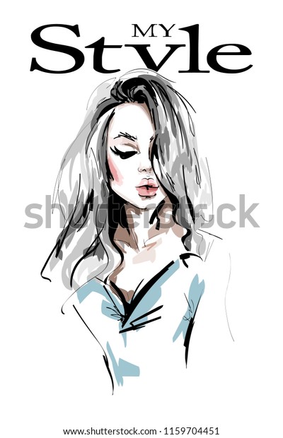 Hand Drawn Beautiful Young Blonde Hair Stock Vector Royalty Free