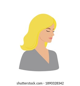 Hand drawn Beautiful Young woman with long hair on a white background.Female face. Stock Vector isolated illustration.