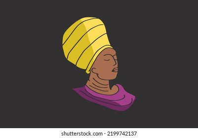 Hand Drawn Beauty African Woman Vector Illustration