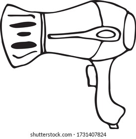 Hand drawn beauty hair dryer, doodles.