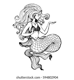 Hand drawn beauty mermaid