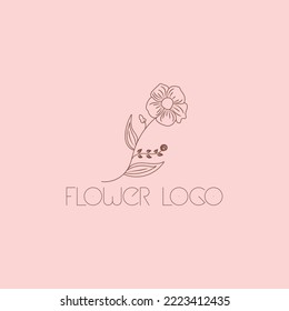 Hand drawn beauty products flower logo design