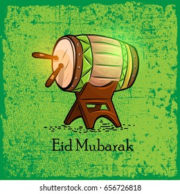 Hand drawn Bedug Illustration for Eid Mubarak with grunge Background. You can use for greeting card, invitation card and Islamic Poster. Vector illustration