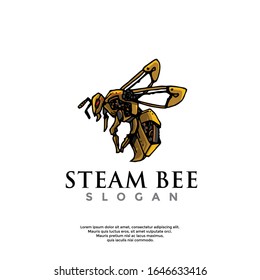 hand drawn bee logo, modern icon vector design