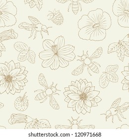 hand drawn bee seamless