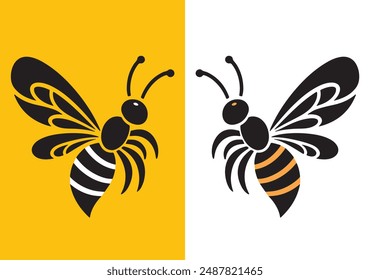 Hand Drawn Bee Silhouette Vector illustration