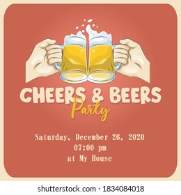 Hand drawn beer background, Beer party invitation