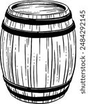 Hand drawn Beer Barrel or Wine Barrel Sketch Illustration