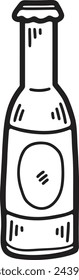Hand Drawn beer bottle in flat style isolated on background