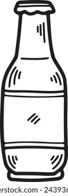 Hand Drawn beer bottle in flat style isolated on background