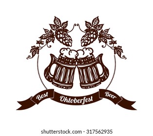 Hand drawn Beer festival emblem. Oktoberfest.