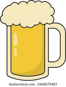 Hand Drawn Beer Glass Illustration. Isolated on White Background.