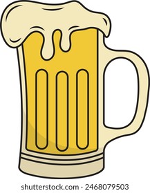Hand Drawn Beer Glass Illustration. Isolated on White Background.