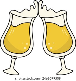 Hand Drawn Beer Glass Illustration. Isolated on White Background.