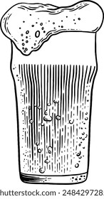 Dibujado a mano ilustración de boceto de vidrio de cerveza