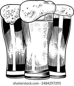 Hand drawn Beer Glass Sketch Illustration