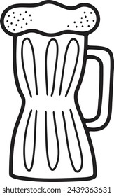 Hand Drawn Beer glasses and beer accessories in flat style isolated on background
