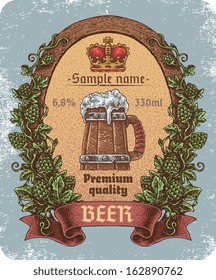 Hand drawn beer label design