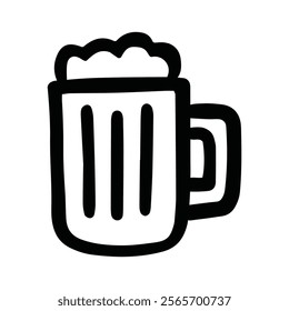 Hand Drawn Beer Mug Icon with Thick Lines