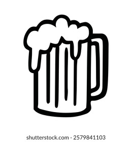 Hand Drawn Beer Mug Icon with Thick Lines