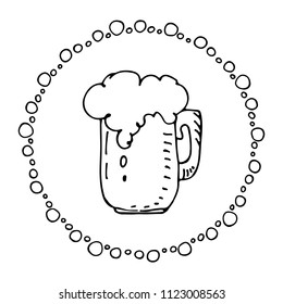 Hand drawn beer mug isolated on white background. Design element beer menu for restaurant or cafe.
