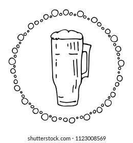 Hand drawn beer mug isolated on white background. Design element beer menu for restaurant or cafe.