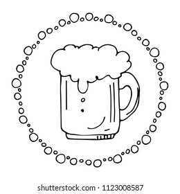 Hand drawn beer mug isolated on white background. Design element beer menu for restaurant or cafe.