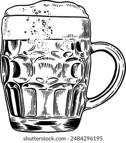 Hand drawn Beer Mug Sketch Illustration