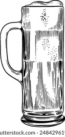 Hand drawn Beer Mug Sketch Illustration