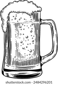 Hand drawn Beer Mug Sketch Illustration