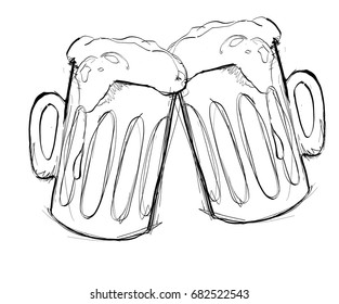 Hand Drawn Beer Mugs