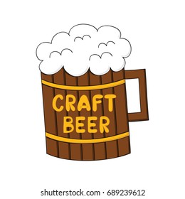 Hand drawn Beer for poster or label.Design for Octoberfest or brewery label.Craft beer. Vector illustration.