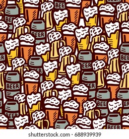 hand drawn beer seamless background