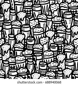 hand drawn beer seamless background