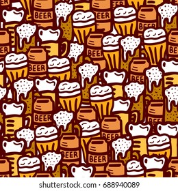 hand drawn beer seamless background